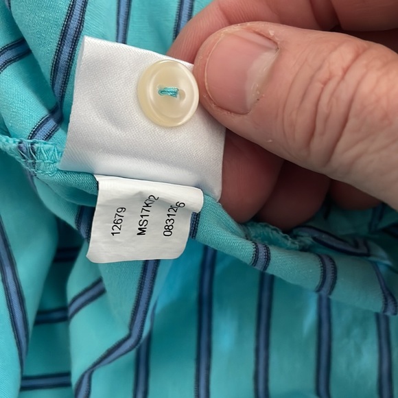 Peter Millar “Seaside Wash” 3 Button Short sleeve- Blue with Navy pin stripe-XL - Picture 11 of 12